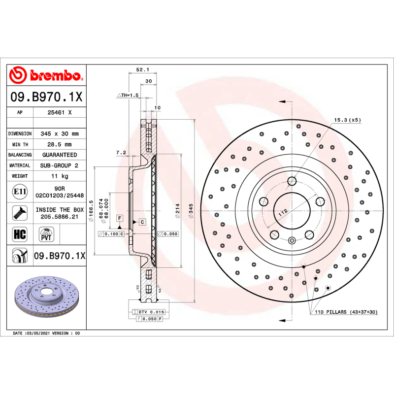 Audi S4 Brake Rotors (1) - Front - Brembo OE - UV Coated - `12-`16 Audi S4 Brake Rotors (1) - Front - Brembo OE - UV Coated - `12-`16
